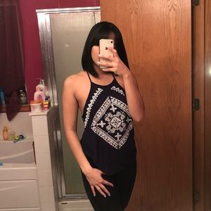 A’gaci Navy Blue Boho Racer Back Top